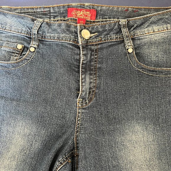 One-5-One Stretch Blue Denim Jeans Embellished Pockets - Picture 4 of 7